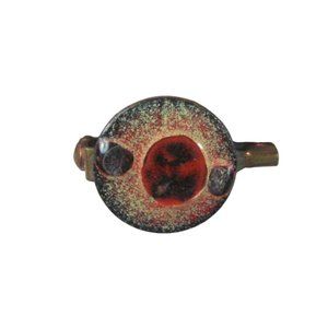 Artisan Copper Enamel Brooch Pin Jewelry Vintage Splatter Abstract 1 inch